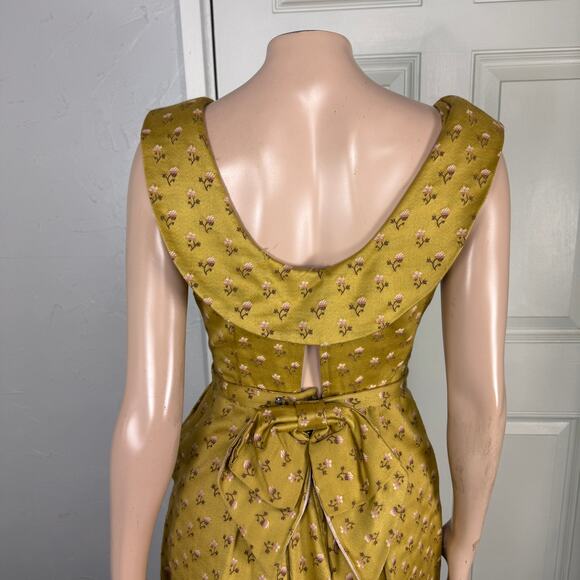 Vintage 60s Mr Mort Women's Dress Brocade Floral Cotton Pockets Party N3 - Picture 7 of 11
